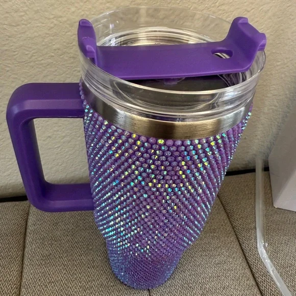 40oz Premium Rhinestone Insulated Stainless Steel, Insulated Tumbler New PURPLE - Picture 9 of 15